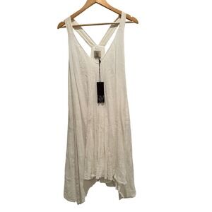 Tina Jo White Gauze Cotton Swing Dress Tunic Medium NWT Boho Lagenlook Made USA